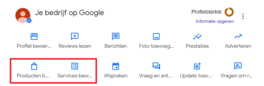 Bedrijfsprofiel bewerken Google