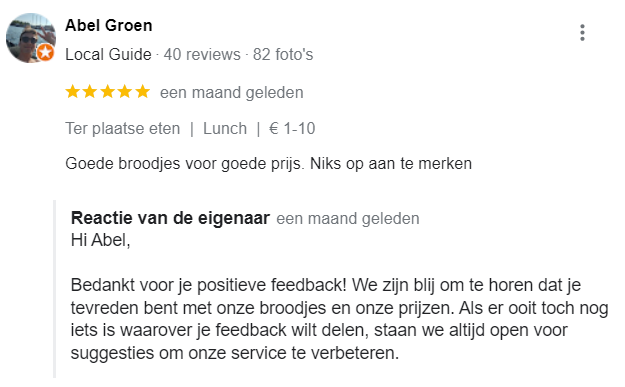 Review en antwoord in GMB