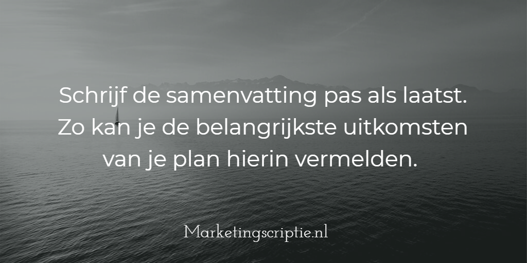 Samenvatting bedrijfsplan