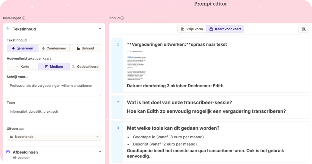 prompts bij een presentatie